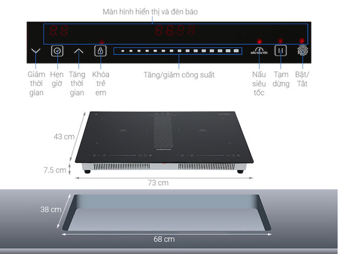 Bếp âm Daikiosan DKT-200007 được tích hợp nhiều tính năng an toàn cho người dùng.