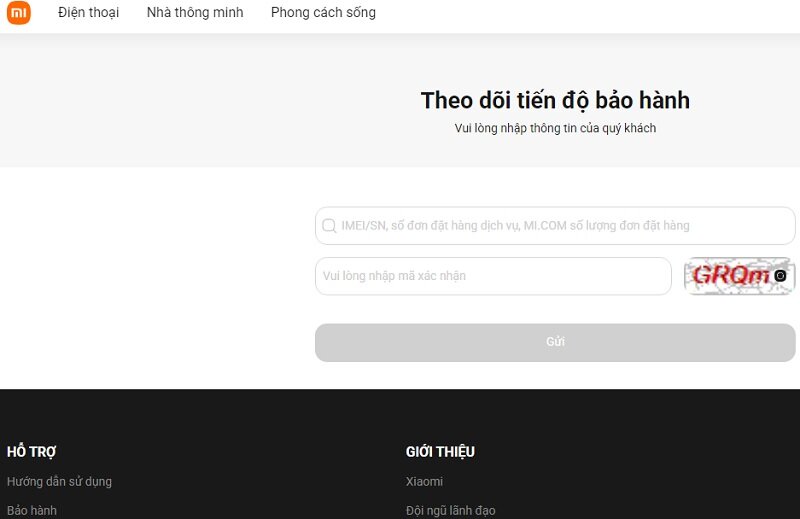 kiểm tra bảo hành điện thoại Xiaomi chính hãng