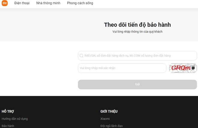 kiểm tra bảo hành điện thoại Xiaomi chính hãng