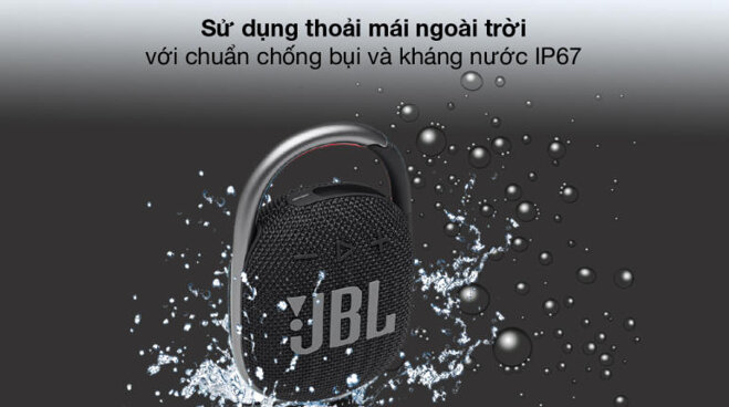 JBL đã trang bị cho chiếc loa Clip 4 Bluetooth của mình khả năng chống bụi và kháng nước chuẩn IP67