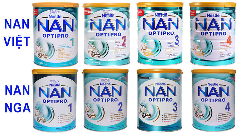 Ba mẹ có thể lựa chọn sữa NAN 1 Nga hoặc Việt cho bé sử dụng