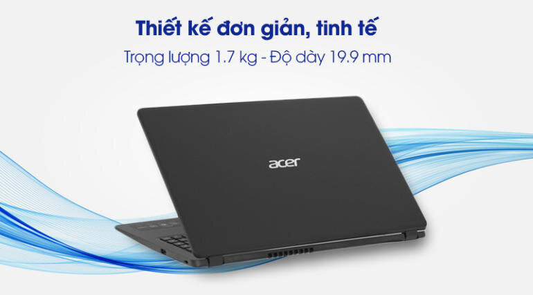 Thiết kế của chiếc laptop Acer Aspire A315 56 308N i3 1005G1 hướng đến sự đơn giản, thời thượng