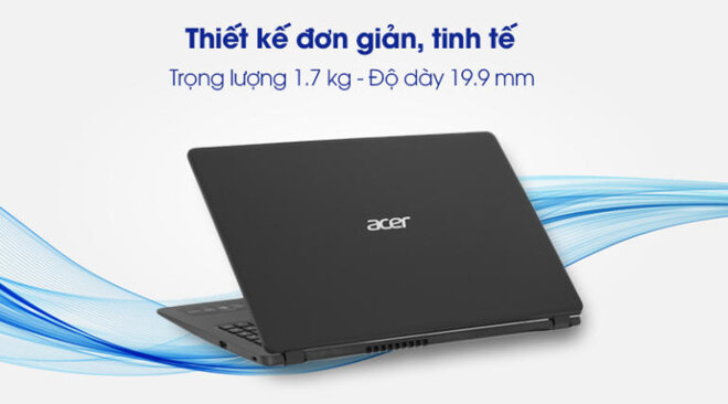 Thiết kế của chiếc laptop Acer Aspire A315 56 308N i3 1005G1 hướng đến sự đơn giản, thời thượng