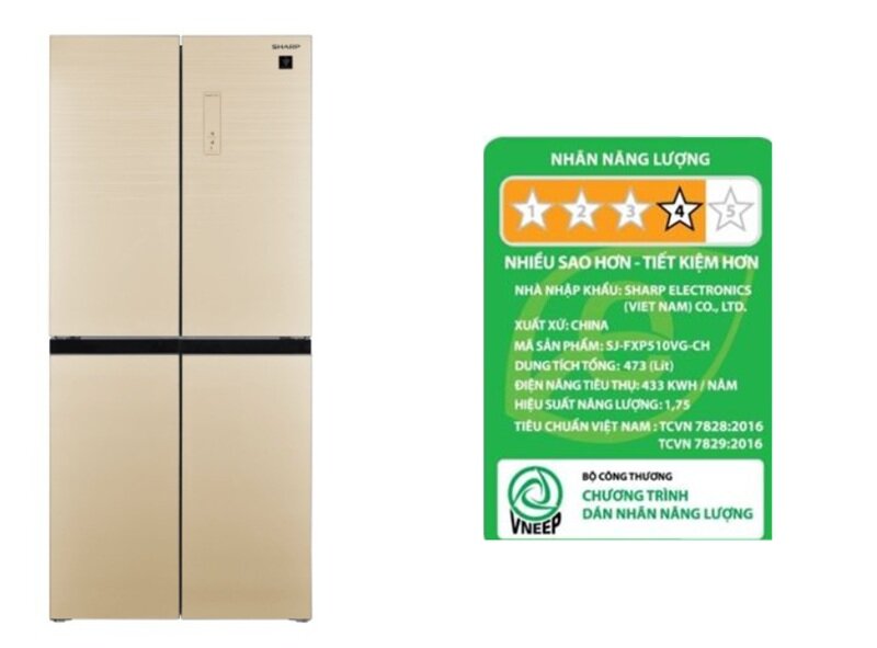 Tủ lạnh Sharp 4 cánh SJ-FXP510VG hạ giá tới 5 triệu đồng, 