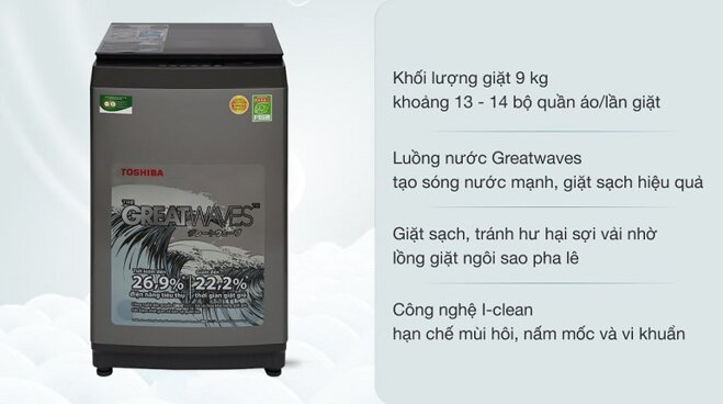 Máy giặt Toshiba 9 kg AW-K1005FV(SG) 