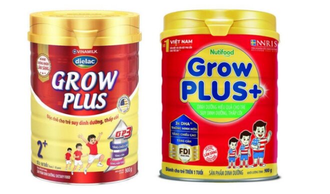 sữa Grow Plus của Nutifood và Vinamilk