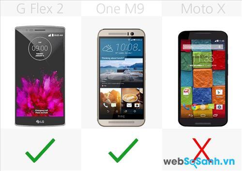 G Flex 2 và One M9 có khe thẻ nhớ MicroSD còn Moto X thì không