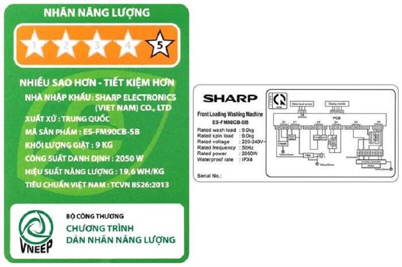 Đánh giá ưu nhược điểm của máy giặt Sharp ES-FM90CB mới 2025