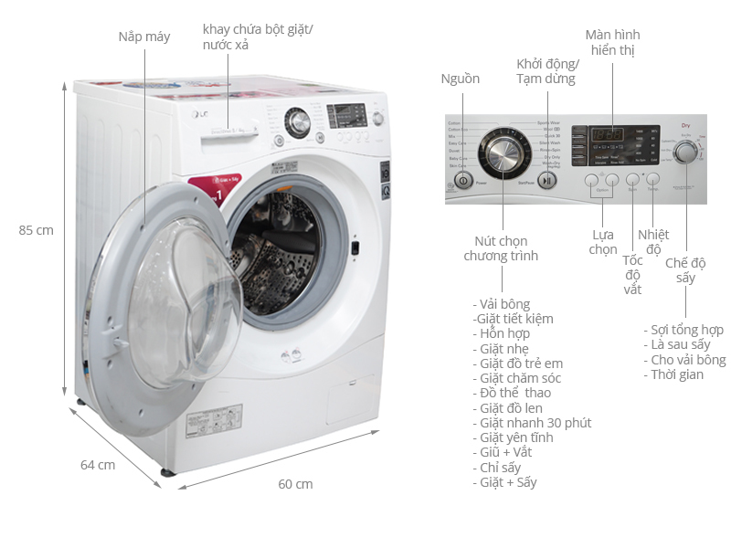 máy giặt sấy LG WD20600 có tốt không