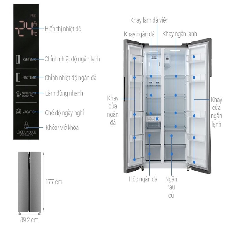 Tủ lạnh Side by side Midea MRC-690GS 584 Lít