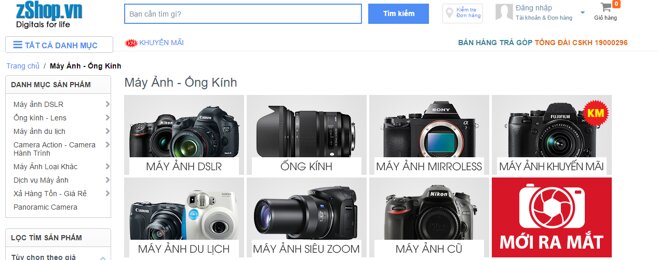 các loại máy ảnh tại zshop