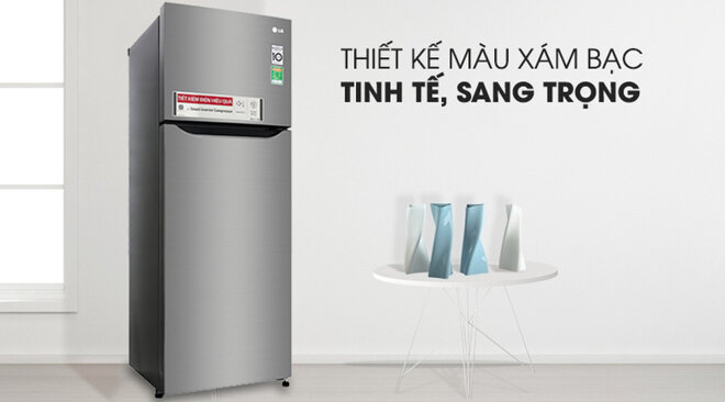 Tủ lạnh LG GN-M208PS với màu đen thời thượng kết hợp với tay cầm ẩn