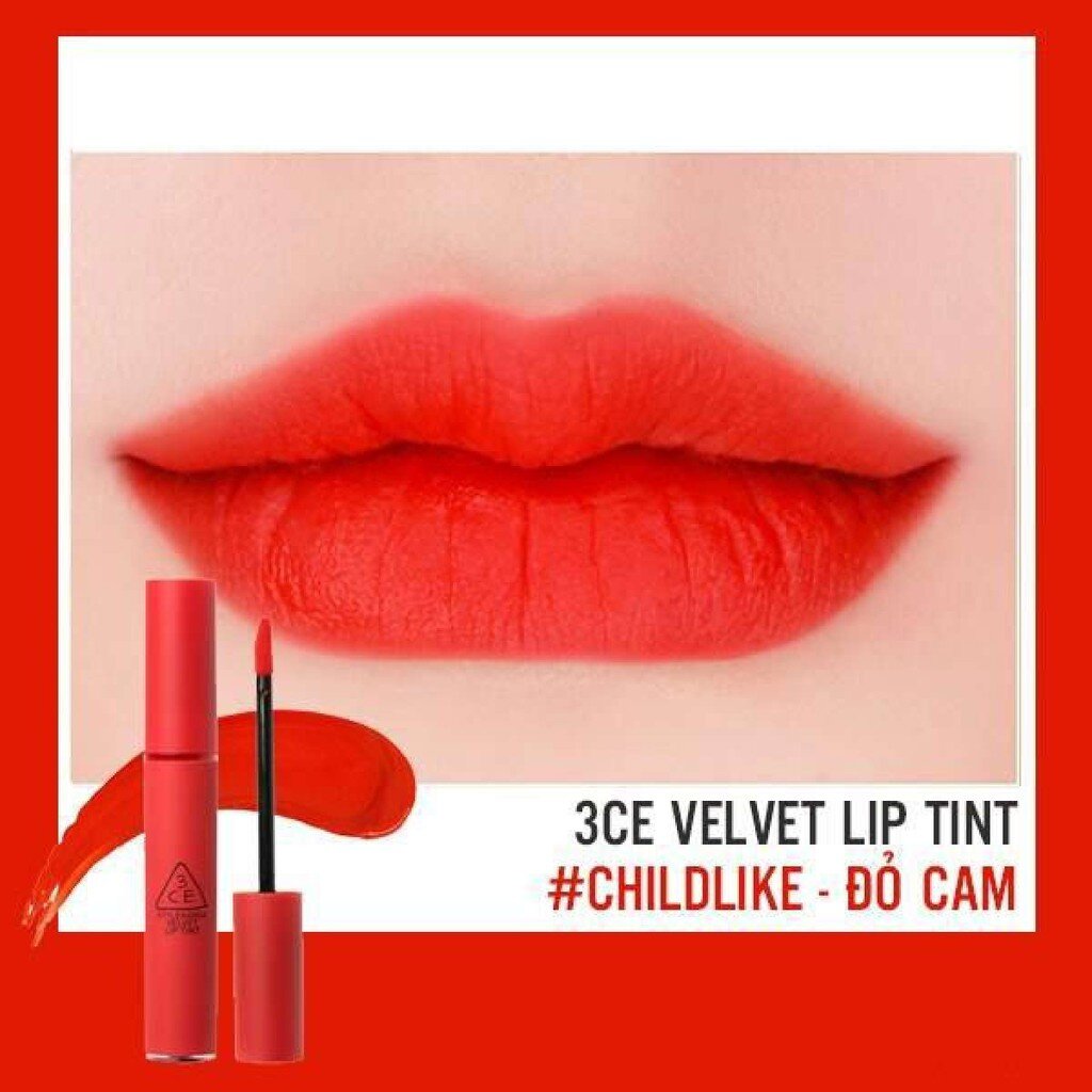 3CE Velvet Lip Tint #Child Like - Đỏ cam tươi