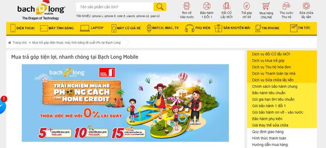 chế độ mua trả góp tại bachlongmobile