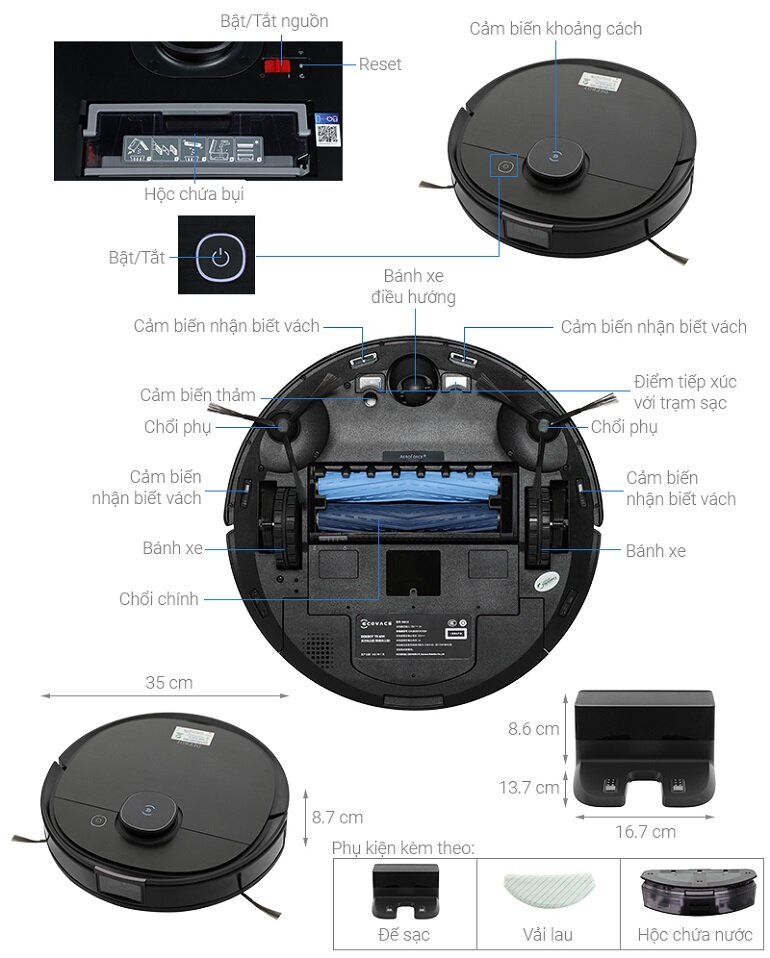 Robot hút bụi lau nhà Ecovacs Deebot T9 AIVI