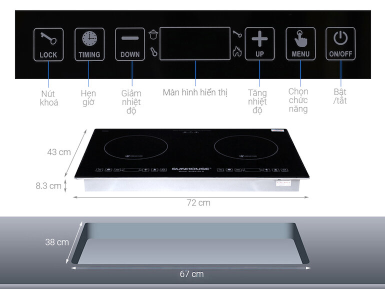 Bếp từ đôi Sunhouse SHB9108-S