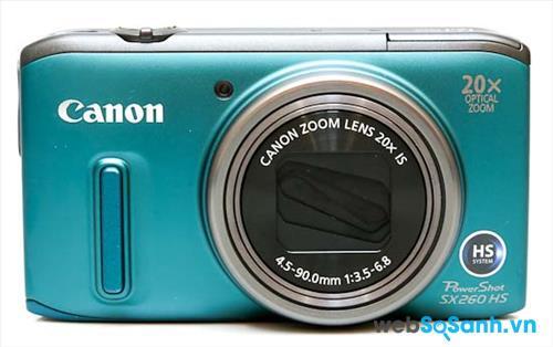 Máy ảnh compact Canon PowerShot SX260 HS có một cơ thể chắc chắn kết hợp giữa nhựa và kim loại.