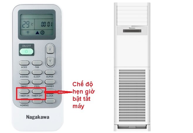 Điều hòa Nagakawa 28000BTU NP-C28R2H21 có chế độ hẹn giờ bật tắt máy