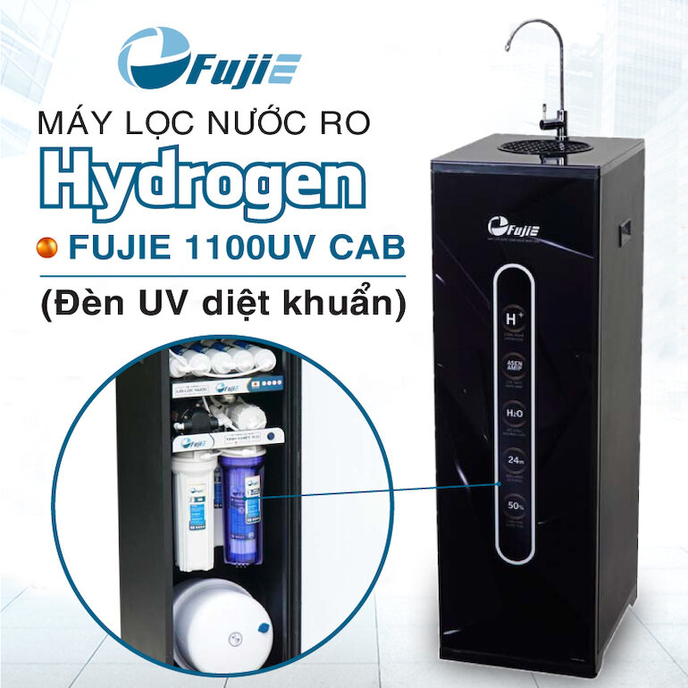 Máy lọc nước tinh khiết RO FujiE RO-1100UV trang bị van tự động xả nước thải.