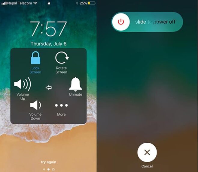 Tắt nguồn iPhone X bằng phần mềm