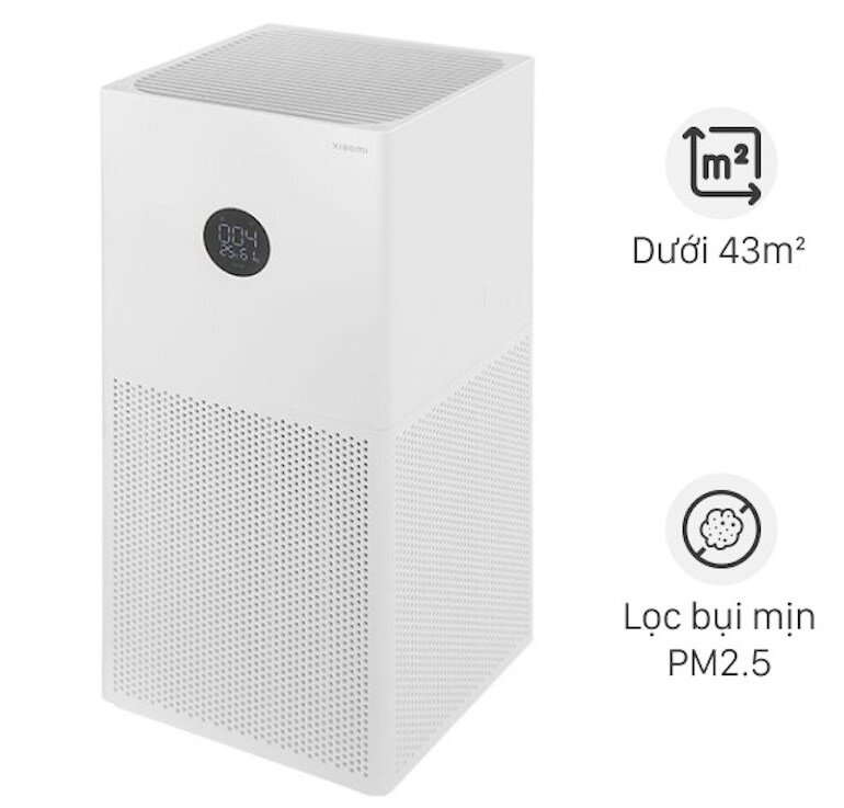 Máy lọc không khí Xiaomi 4 Lite hoạt động với công suất 33W cho phạm vi lọc dưới 43m2.