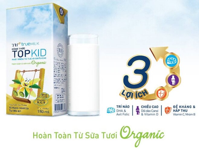 Sữa tươi tiệt trùng TH True Milk TOPKID sạch 100%