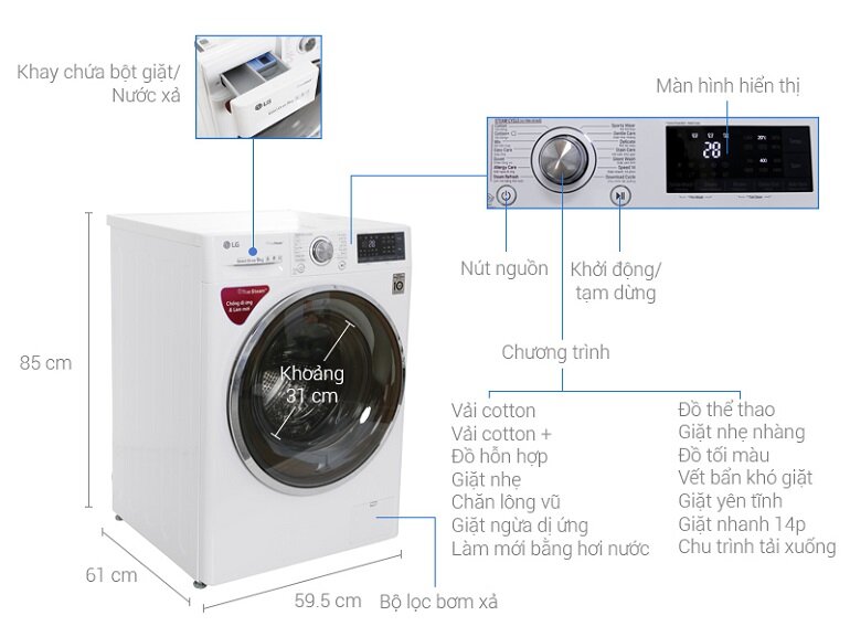Máy giặt LG 9kg FC1409S2W