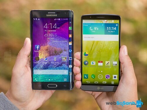 Galaxy Note Edge (trái) và LG G3 (phải)