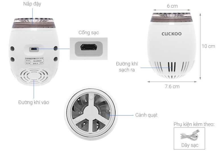 Máy lọc không khí ô tô Cuckoo AC-03V10W