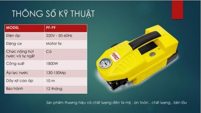 Máy Xịt Rửa Xe Cao Cấp Tự Động Perfect PF-F9 - Giá tham khảo: 1.378.000 vnđ