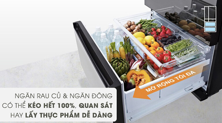 Tủ lạnh 6 cánh 491 lít Inverter Panasonic ngăn kéo hết 100%