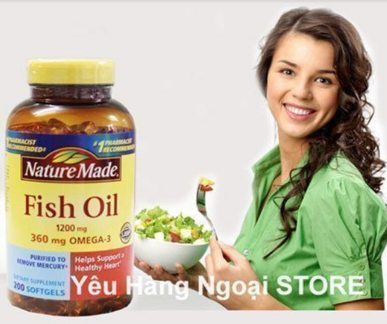 Dầu cá cao cấp Fish Oil 1200 mg 360 mg Omega 3 Nature Made 200 viên cho trái tim khỏe mạnh