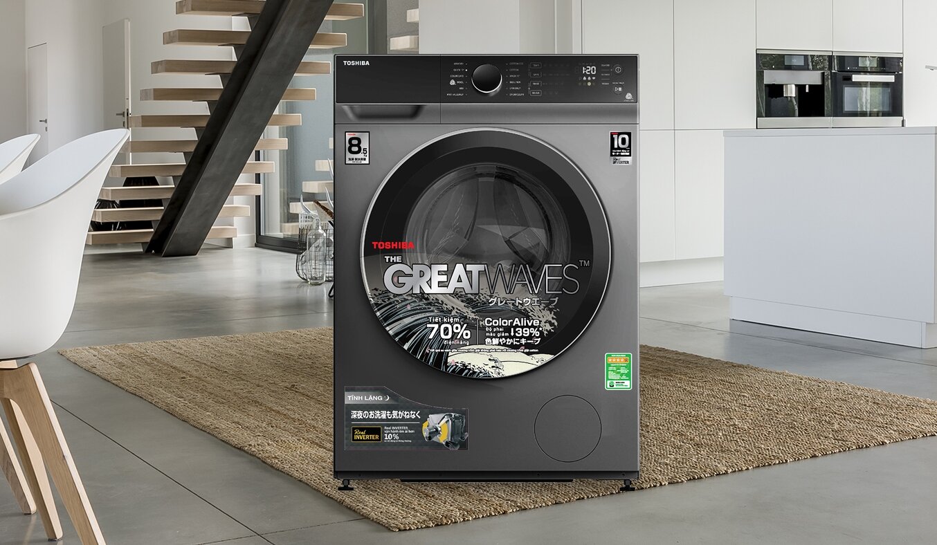 máy giặt Toshiba với thiết kế sang trọng