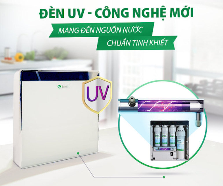 Máy lọc nước Aosmith AR600-U3 được tích hợp đèn UV diệt khuẩn hiệu quả