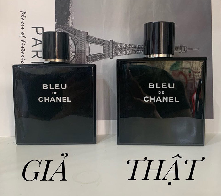 Nước hoa nam Chanel thật và giả với các chi tiết khác nhau