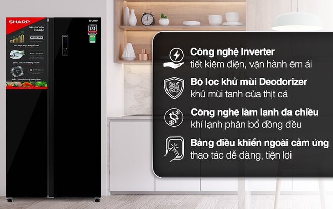 Tủ lạnh Sharp Inverter 472 lít SJ-SBX440VG-BK tích hợp nhiều công nghệ hiện đại