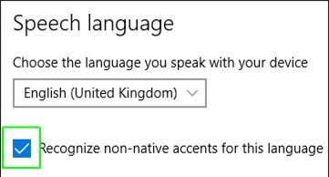 Check 'recognize non-native accents'