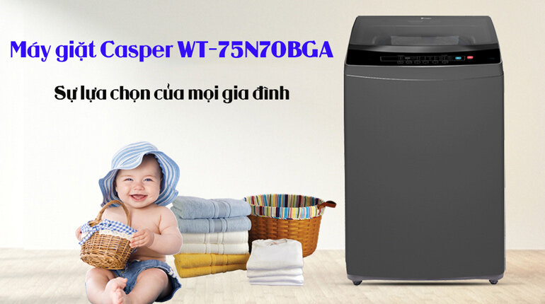 Máy giặt cửa trên Casper WT-75N70BGA nhập khẩu Thái Lan