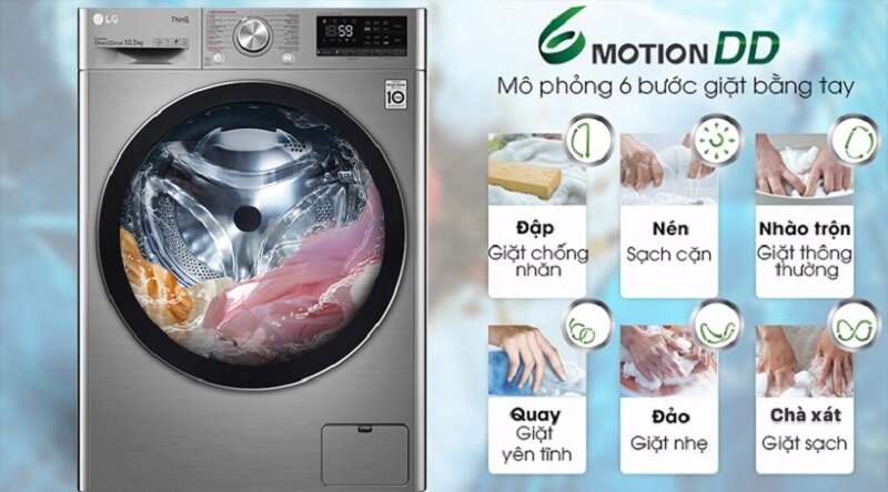 Máy giặt LG 10.5 kg FV1450S3V tuy đời cũ nhưng 