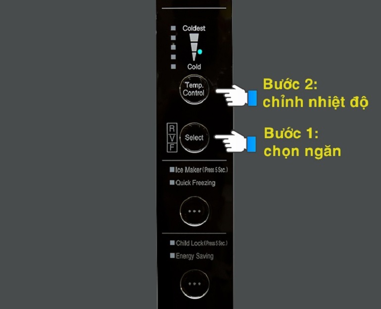 Cách điều chỉnh nhiệt độ ngăn đá trên tủ lạnh Hitachi R-SG38FPGV màu GS, GBK, GBW