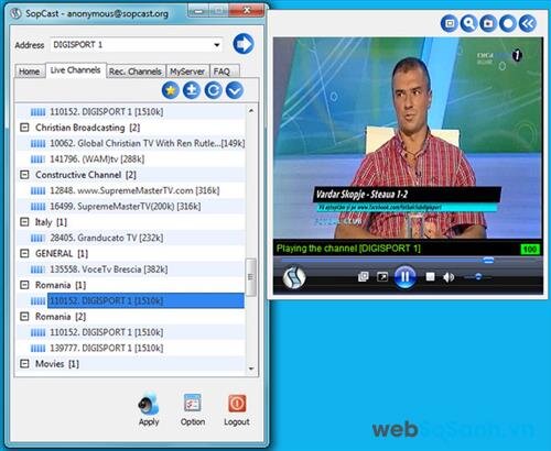 SopCast là phần mềm mà bất cứ ai yêu thích bóng đá và thường xuyên xem bóng đá trực tuyến đều sử dụng
