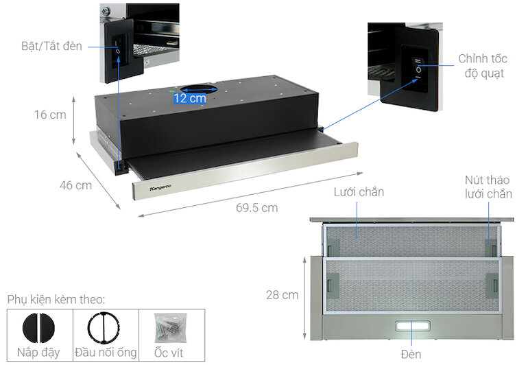 Máy hút mùi bếp Kangaroo KG70BH1