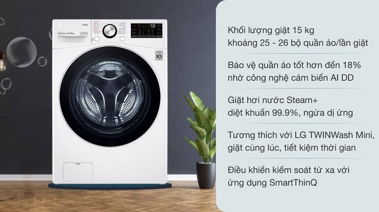 So sánh máy giặt LG động cơ truyền động trực tiếp ở phân khúc 20 - 25 triệu
