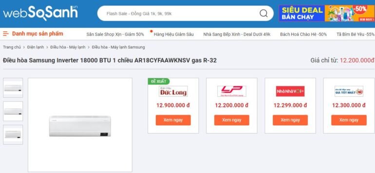 Điều hòa Samsung Inverter 18000 BTU 1 chiều AR18CYFAAWKNSV gas R-32