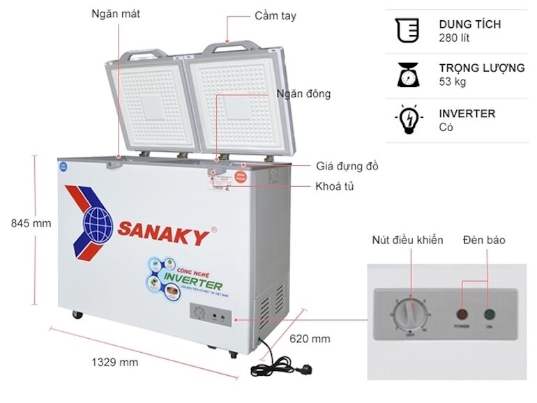Tủ cấp đông Sanaky Inverter 280 lít VH-4099W4K