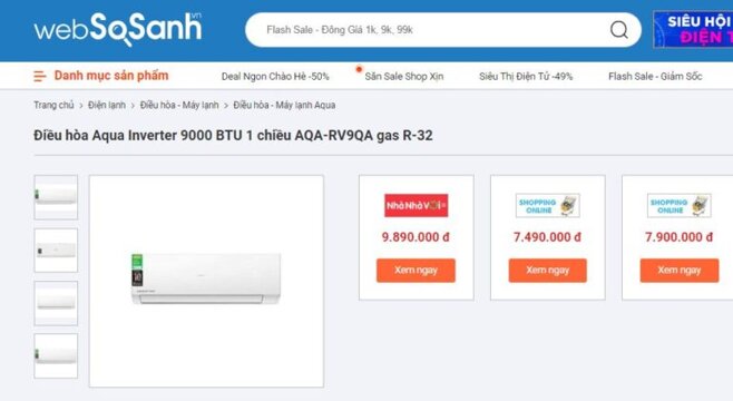 Máy điều hòa Sanyo Aqua giá bao nhiêu tiền?