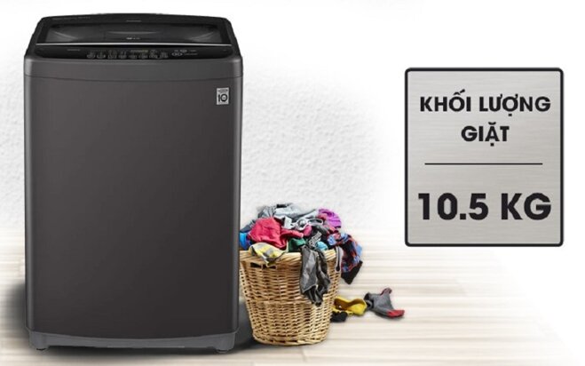 Máy giặt LG Inverter 10.5kg T2350VSAB có thiết kế cửa trên, lồng đứng thông dụng, lý tưởng cho những không gian nhỏ nhắn