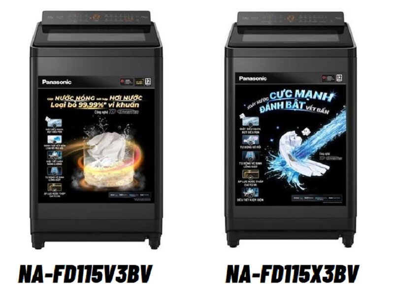 So sánh máy giặt Panasonic Inverter 11.5 Kg NA-FD115V3BV và NA-FD115X3BV