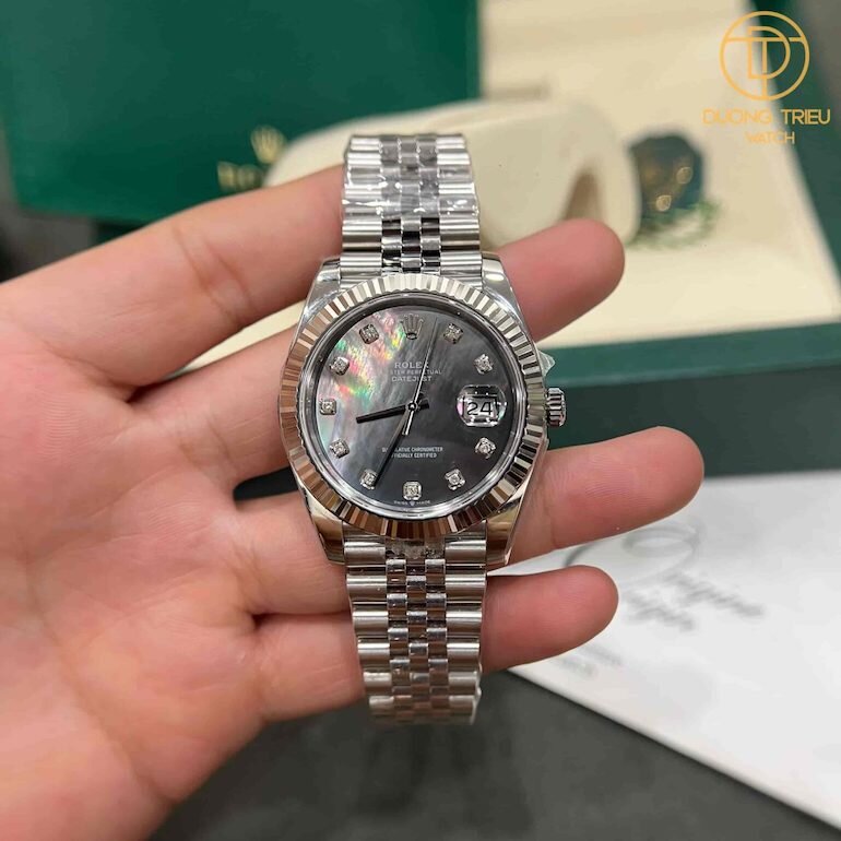 Đồng Hồ Rolex Datejust 41mm Xà Cừ Thiên Nhiên Cọc Số Kim Cương Tự Nhiên Replica-11-new-2023
