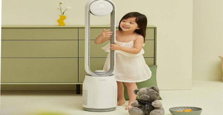 Quạt điện KEHEAL A2 có khả năng tạo ion giúp loại bỏ khói bụi quạt tích điện không cánh KEHEAL A2